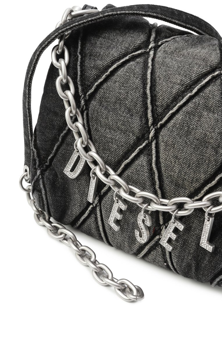 Женская сумка charm-d small DIESEL черного цвета, арт. X09597/P6330 | Фото 3 (Материал: Текстиль, Деним; Размер: small; Автоматизация состава: Проставлено; Автоматизация ТО: Проставлено)