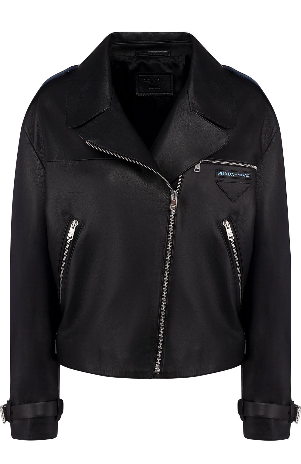 Кожаная куртка с косой молнией PRADA, арт. 58938-FLY-F014B, фото 1