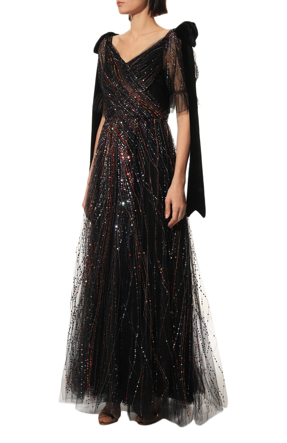 Платье с отделкой пайетками VALENTINO, арт. QB2VD7P51ED, фото 3