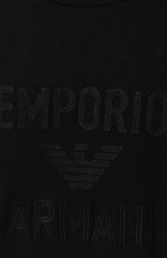 Мужская хлопковая футболка EMPORIO ARMANI черного цвета, арт. 211818/4R485 | Фото 5 (Длина (для топов): Стандартные; Рукава: Короткие; Материал внешний: Лен, Хлопок; Материал сплава: Проставлено; Драгоценные камни: Проставлено; Принт: С принтом; Стили: Кэжуэл; Мужское Кросс-КТ: Футболка-одежда; Кросс-КТ: Джерси)