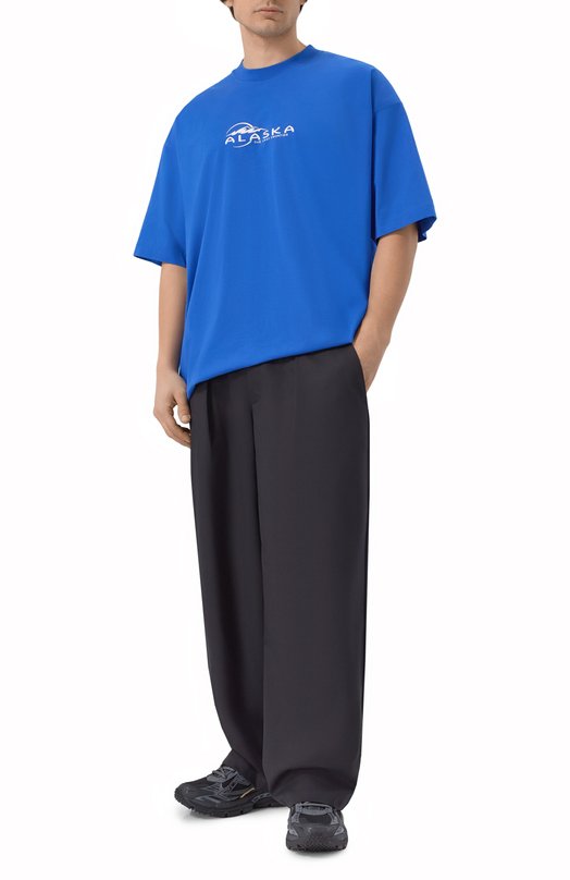 Хлопковая футболка VETEMENTS ME76TR256A/1200 LIGHT JERSEY Синий  ME76TR256A/1200 LIGHT JERSEY Фото 2