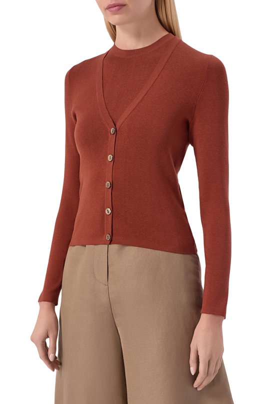 Кардиган из шелка и хлопка MVST M26.2PW.K222/Y201 Коричневый  M26.2PW.K222/Y201 Фото 3