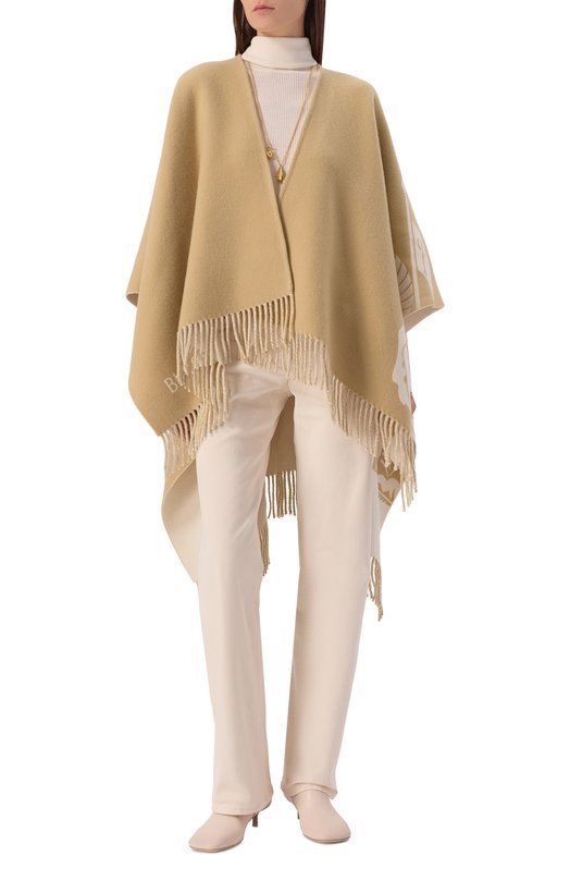 Пончо из шерсти и кашемира Burberry 8110229 Бежевый  8110229 Фото 3