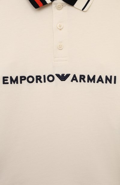 Хлопковое поло EMPORIO ARMANI кремового цвета по цене 12950 руб., арт. 6D4FJ3/1JWZZ, фото 3 Хлопковое поло EMPORIO ARMANI, арт. 6D4FJ3/1JWZZ, фото 3