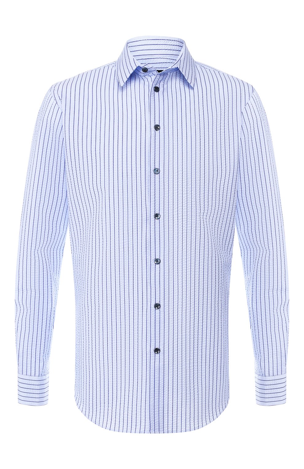 Хлопковая рубашка с воротником кент GIORGIO ARMANI синего цвета по цене 65400 руб., арт. 8WGCCZ97/TZ228, фото 1 Хлопковая рубашка с воротником кент GIORGIO ARMANI, арт. 8WGCCZ97/TZ228, фото 1