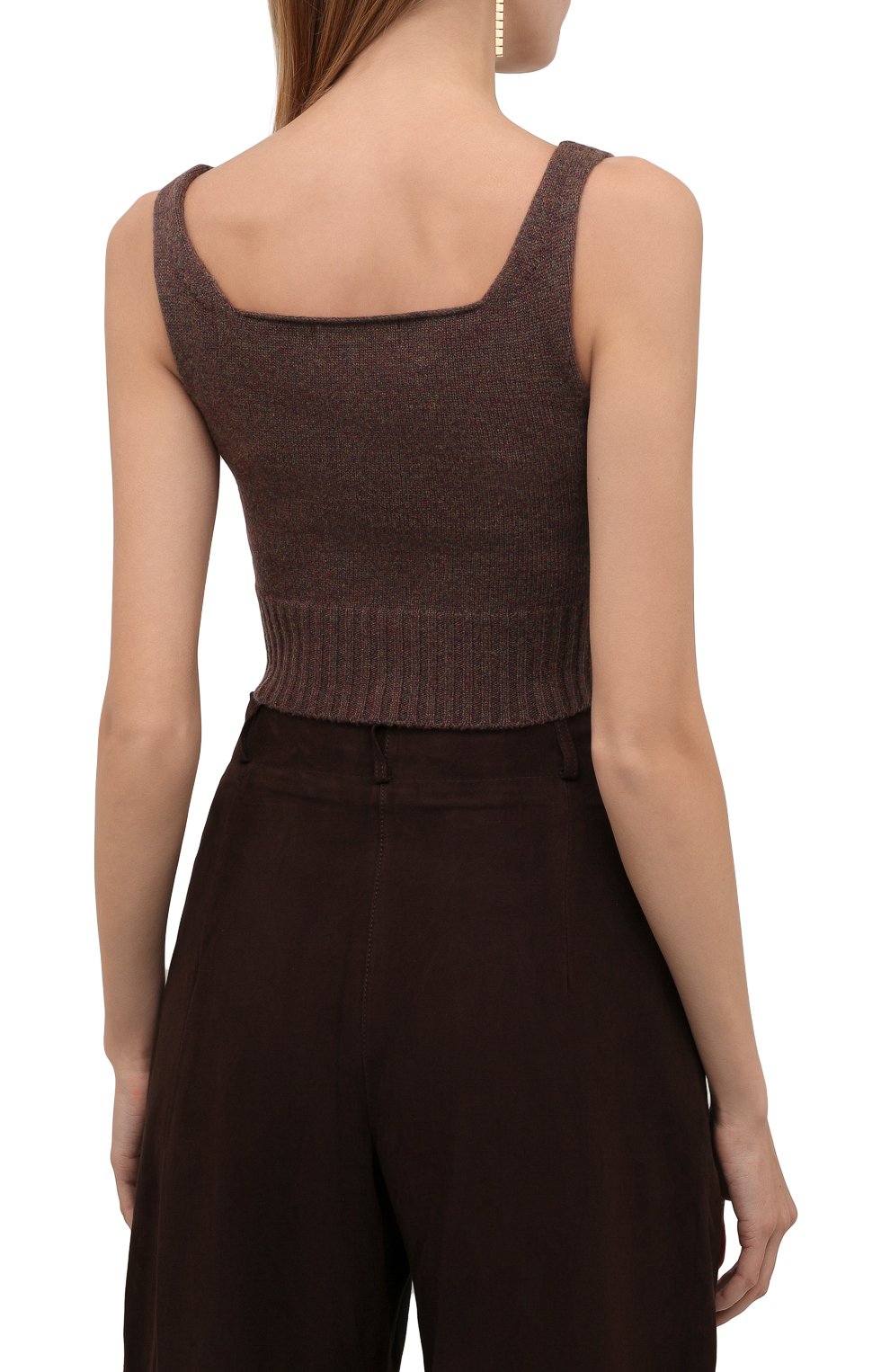 Топ из шерсти и кашемира LOW CLASSIC коричневого цвета по цене 28100 руб., арт. L0W21FW_KN02BR, фото 4 Топ из шерсти и кашемира LOW CLASSIC, арт. L0W21FW_KN02BR, фото 4