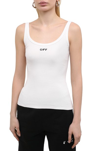 Хлопковая майка OFF-WHITE белого цвета по цене 27150 руб., арт. 0WAD072S21JER001, фото 3 Хлопковая майка OFF-WHITE, арт. 0WAD072S21JER001, фото 3