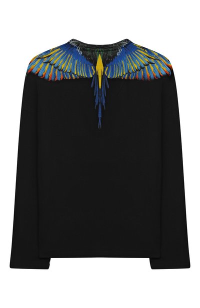 Хлопковый лонгслив MARCELO BURLON KIDS OF MILAN черного цвета по цене 13950 руб., арт. CBAB004F21JER005, фото 2 Хлопковый лонгслив MARCELO BURLON KIDS OF MILAN, арт. CBAB004F21JER005, фото 2