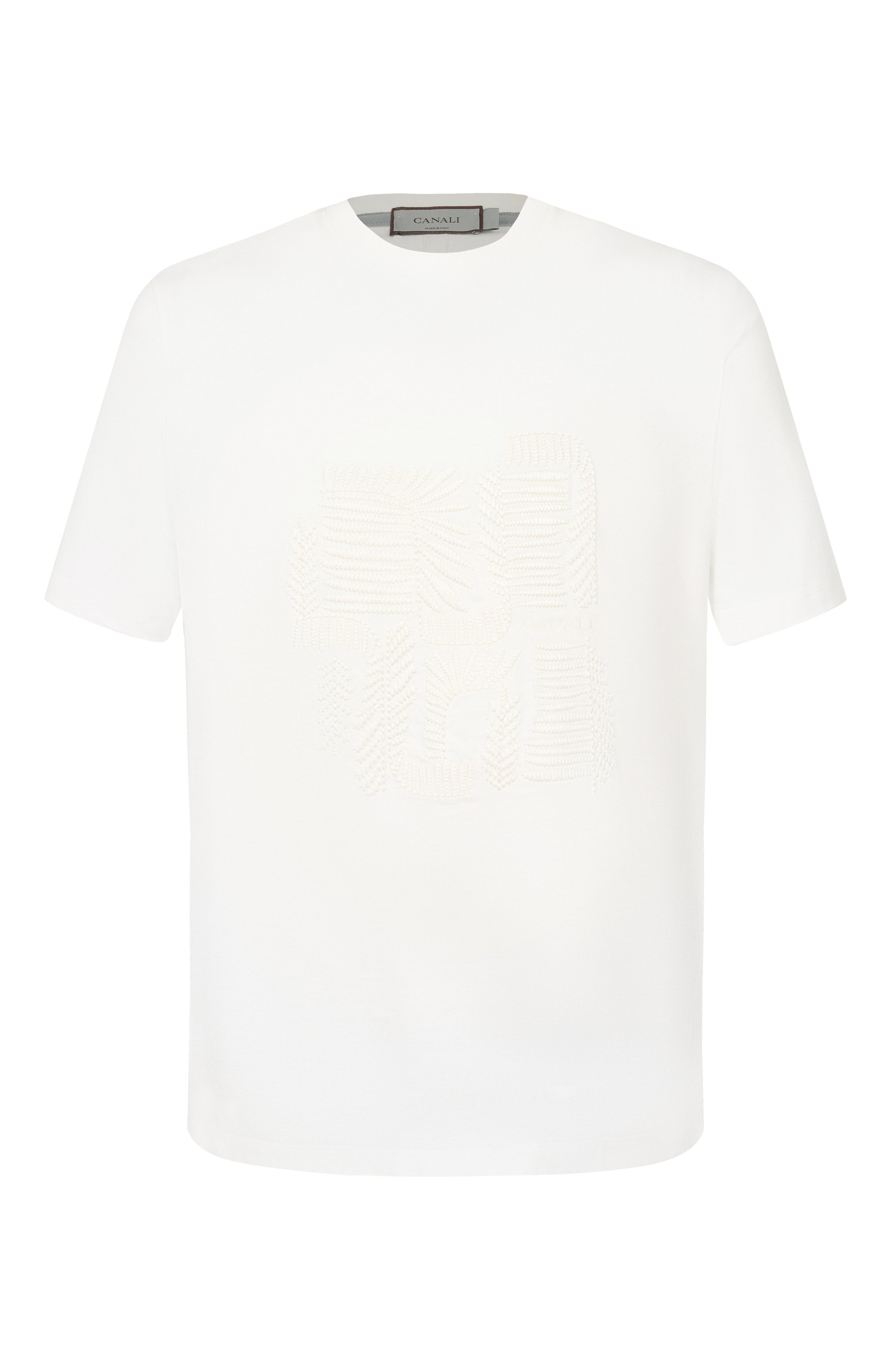Хлопковая футболка CANALI белого цвета по цене 55350 руб., арт. T0911/MJ02260, фото 1 Хлопковая футболка CANALI, арт. T0911/MJ02260, фото 1