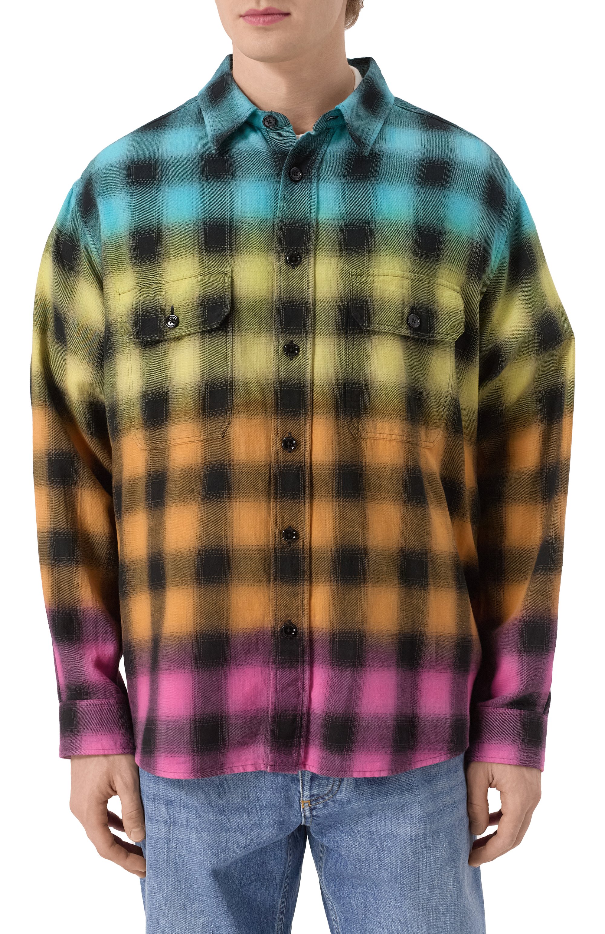 Рубашка из хлопка и льна CELINE разноцветного цвета по цене 122500 руб., арт. 2C574952T, фото 3 Рубашка из хлопка и льна CELINE, арт. 2C574952T, фото 3