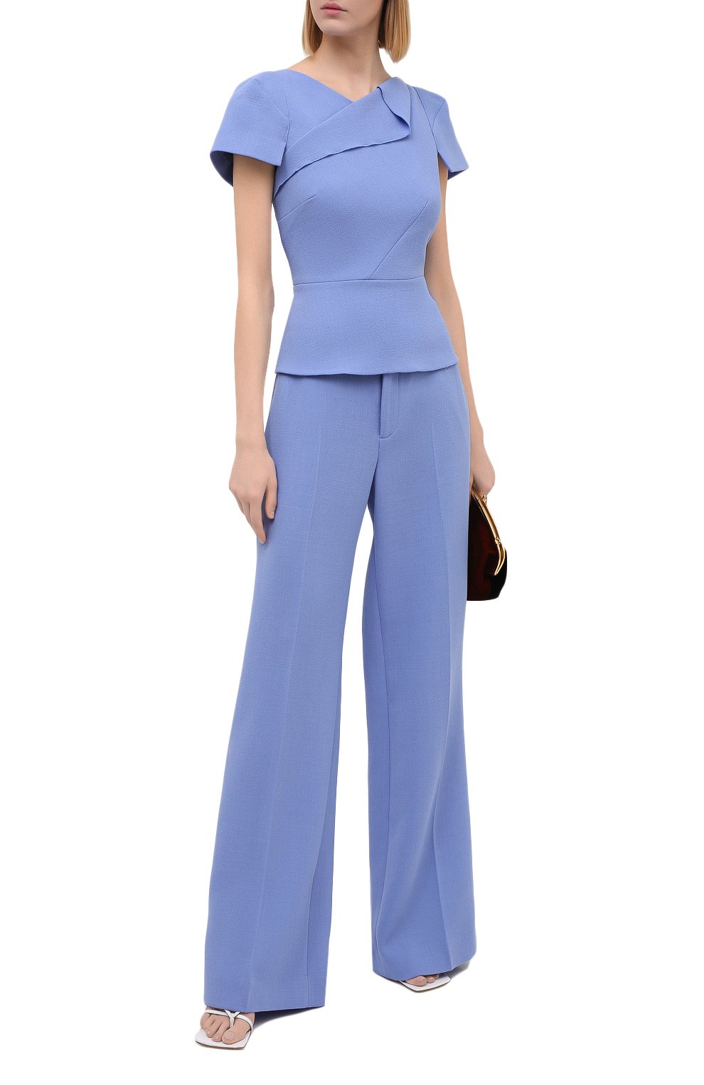 Шерстяной топ ROLAND MOURET голубого цвета по цене 69800 руб., арт. PW20/S0968/F4044, фото 2 Шерстяной топ ROLAND MOURET, арт. PW20/S0968/F4044, фото 2