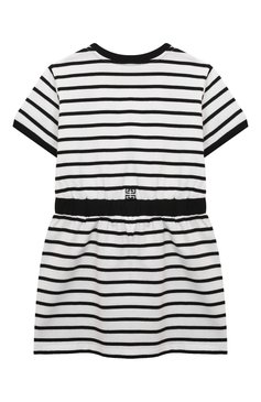 Детское хлопковое платье GIVENCHY черно-белого цвета, арт. H30043/6A-12A | Фото 2 (Материал внешний: Хлопок; Рукава: Короткие; Материал сплава: Проставлено; Драгоценные камни: Проставлено; Случай: Повседневный; Девочки Кросс-КТ: Платье-одежда; Ростовка одежда: 7 лет | 122 см, 9 лет | 134 см, 12 лет | 152 см, 5 лет | 110 см)