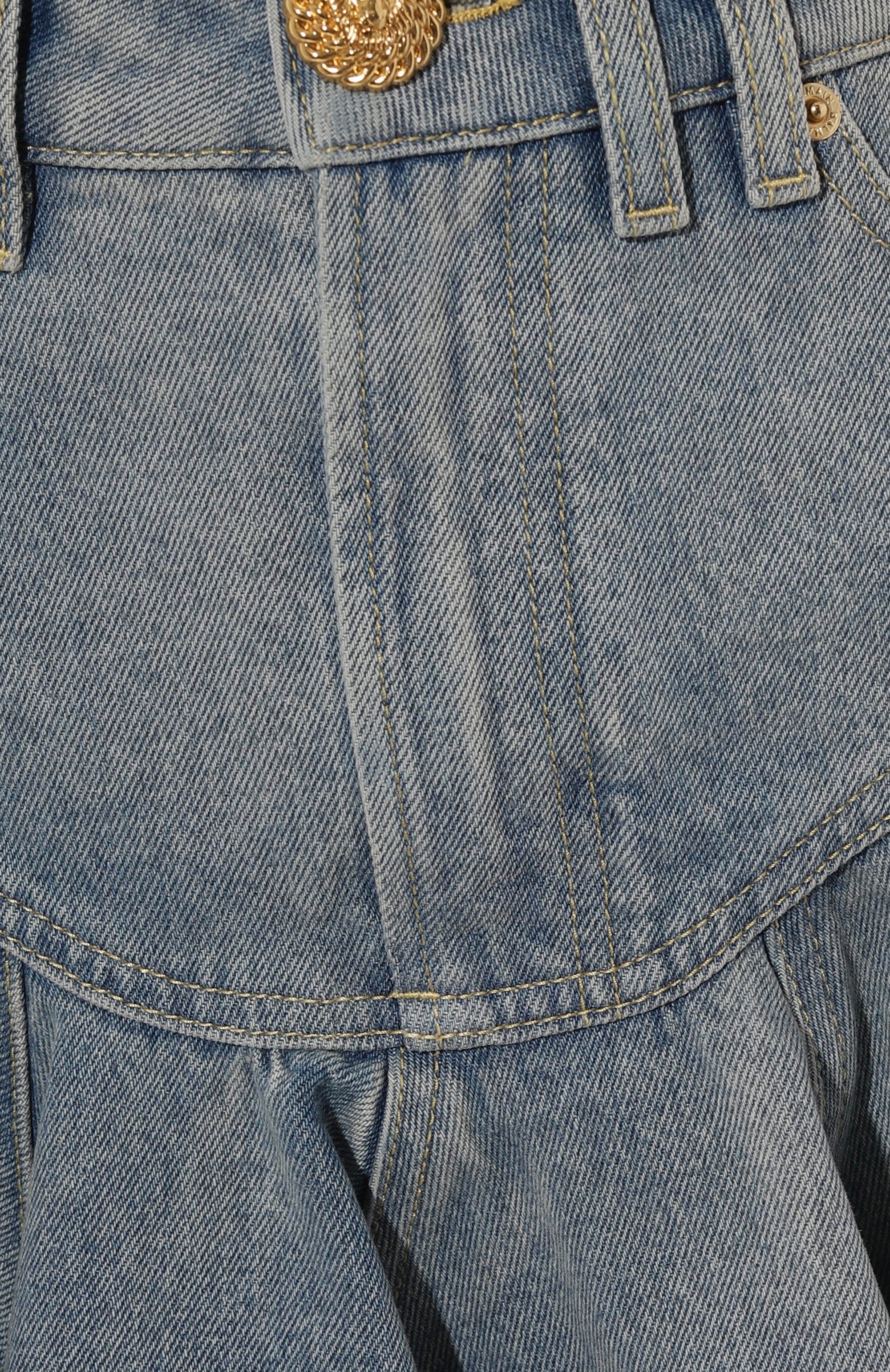 Джинсовая юбка BALMAIN голубого цвета по цене 132000 руб., арт. DF0LBA39/DF17, фото 5 Джинсовая юбка BALMAIN, арт. DF0LBA39/DF17, фото 5