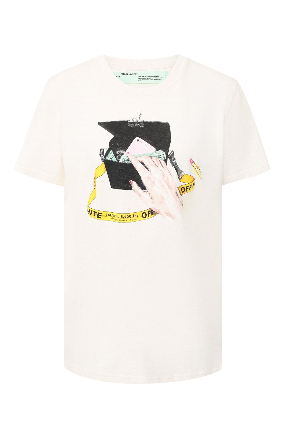 Хлопковая футболка OFF-WHITE белого цвета по цене 18250 руб., арт. 0WAA049S19B070650110, фото 1 Хлопковая футболка OFF-WHITE, арт. 0WAA049S19B070650110, фото 1