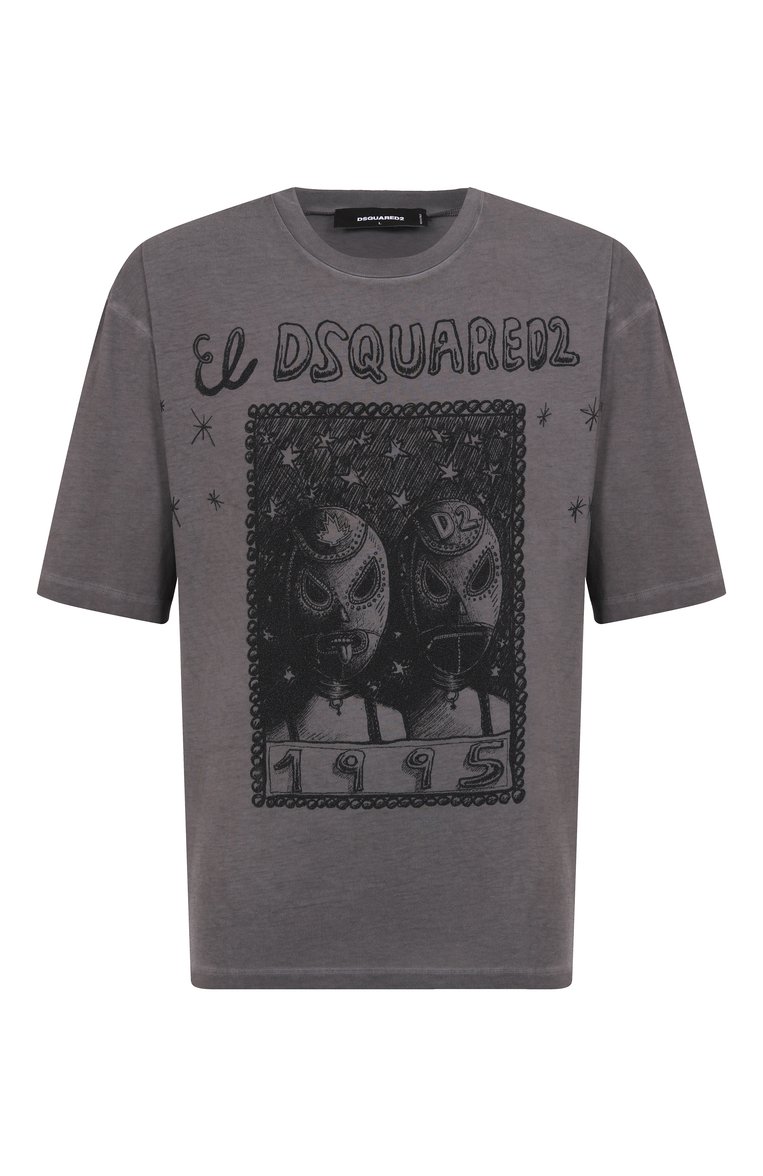Мужская хлопковая футболка DSQUARED2 темно-серого цвета, арт. S71GD1555/D20035 | Фото 1 (Рукава: Короткие; Материал внешний: Хлопок; Длина (для топов): Стандартные; Принт: С принтом; Стили: Спорт-шик; Кросс-КТ: Джерси; Мужское Кросс-КТ: Футболка-одежда; Автоматизация состава: Проставлено; Автоматизация ТО: Проставлено; Детали: Без декора)
