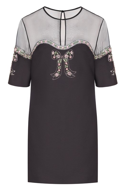 Платье из шерсти и шелка Valentino 8B3VAHD0/1CF Чёрный 8B3VAHD0/1CF