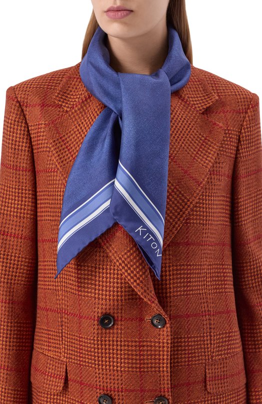 Шелковый платок Kiton D53754K0953H16 Синий  D53754K0953H16 Фото 2
