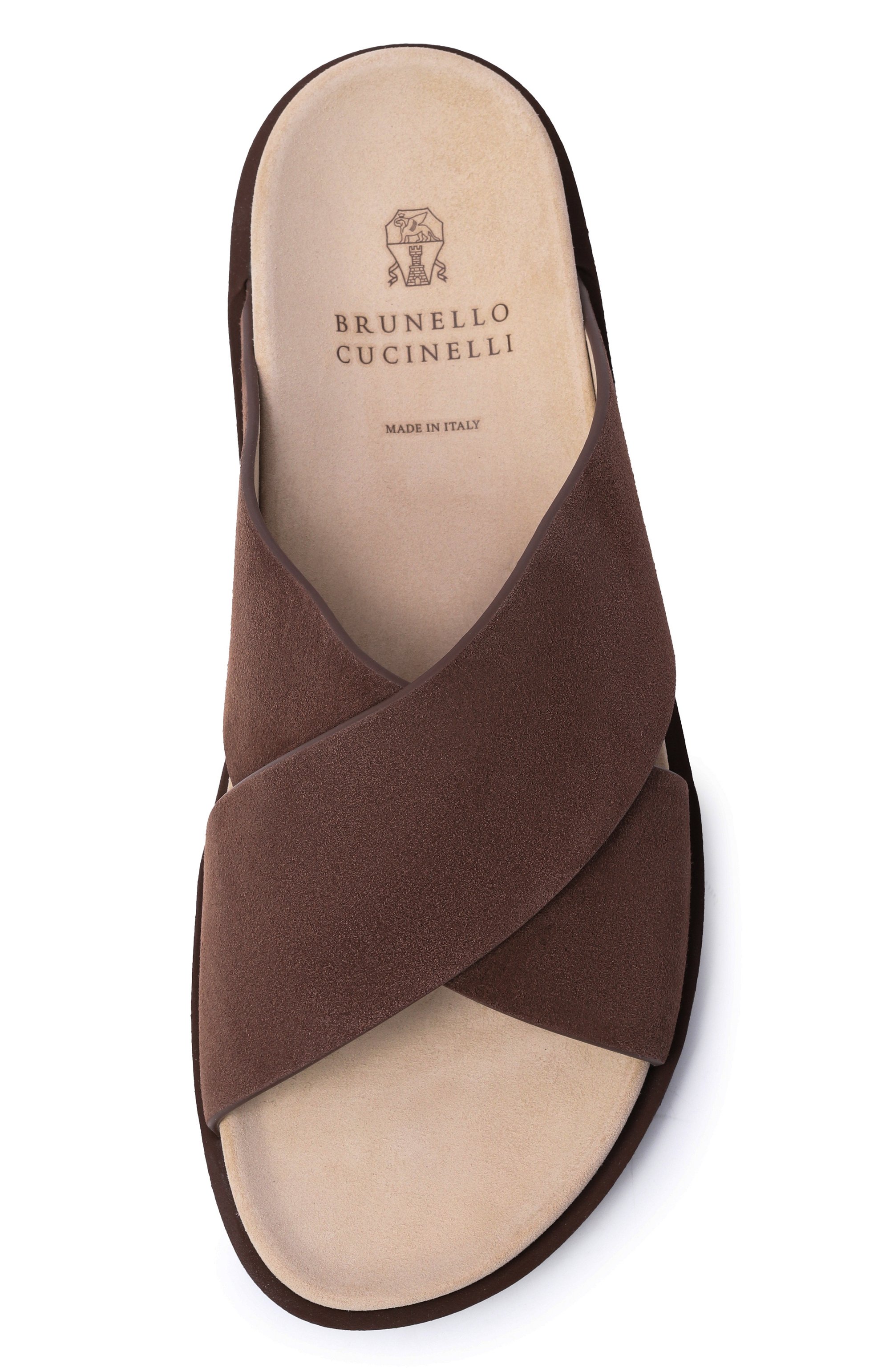 Замшевые шлепанцы BRUNELLO CUCINELLI коричневого цвета по цене 99800 руб., арт. MZUS0LY327, фото 6 Замшевые шлепанцы BRUNELLO CUCINELLI, арт. MZUS0LY327, фото 6