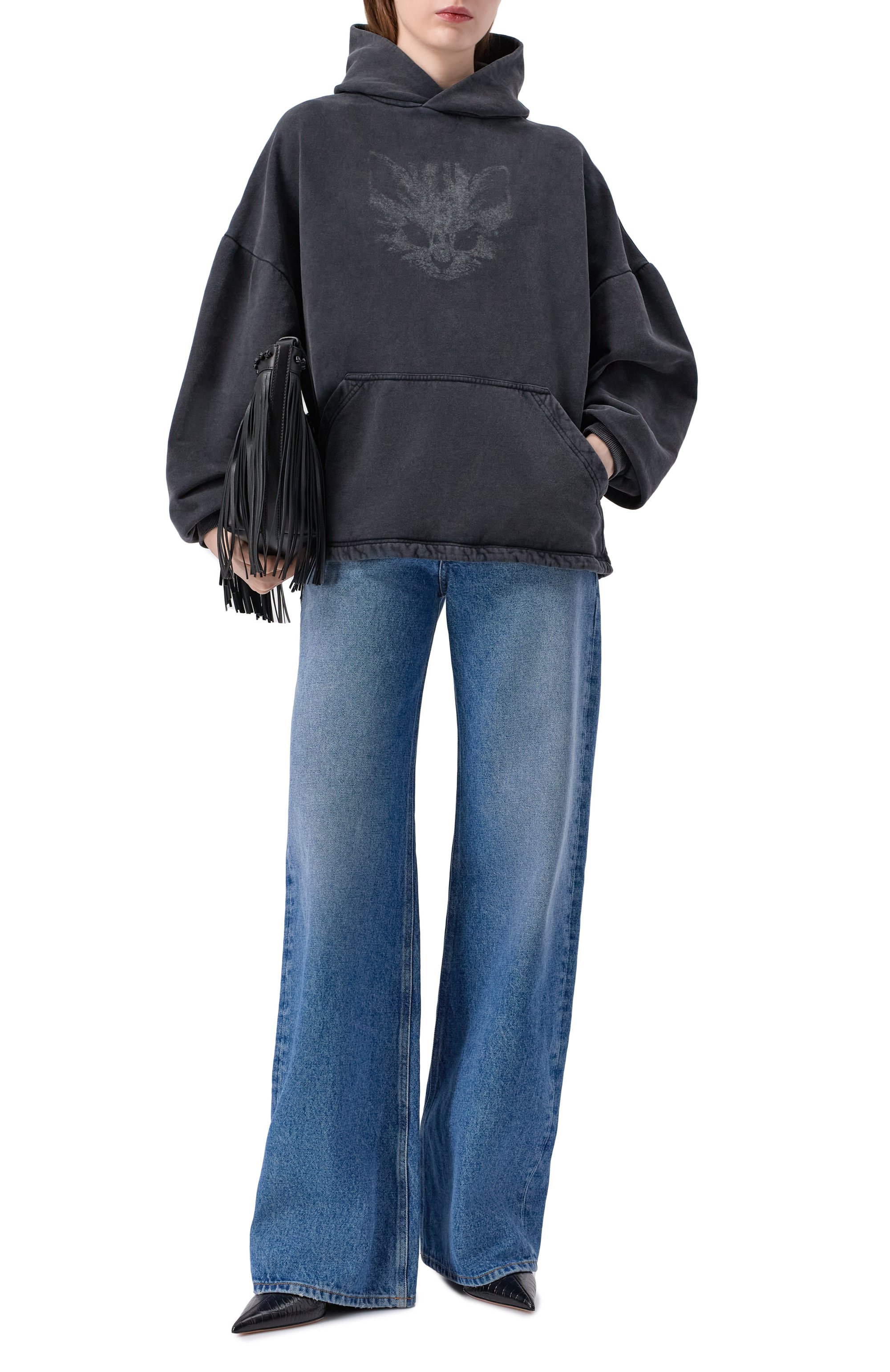 Хлопковое худи BALENCIAGA темно-серого цвета по цене 166500 руб., арт. 851208/TTVC5, фото 2 Хлопковое худи BALENCIAGA, арт. 851208/TTVC5, фото 2