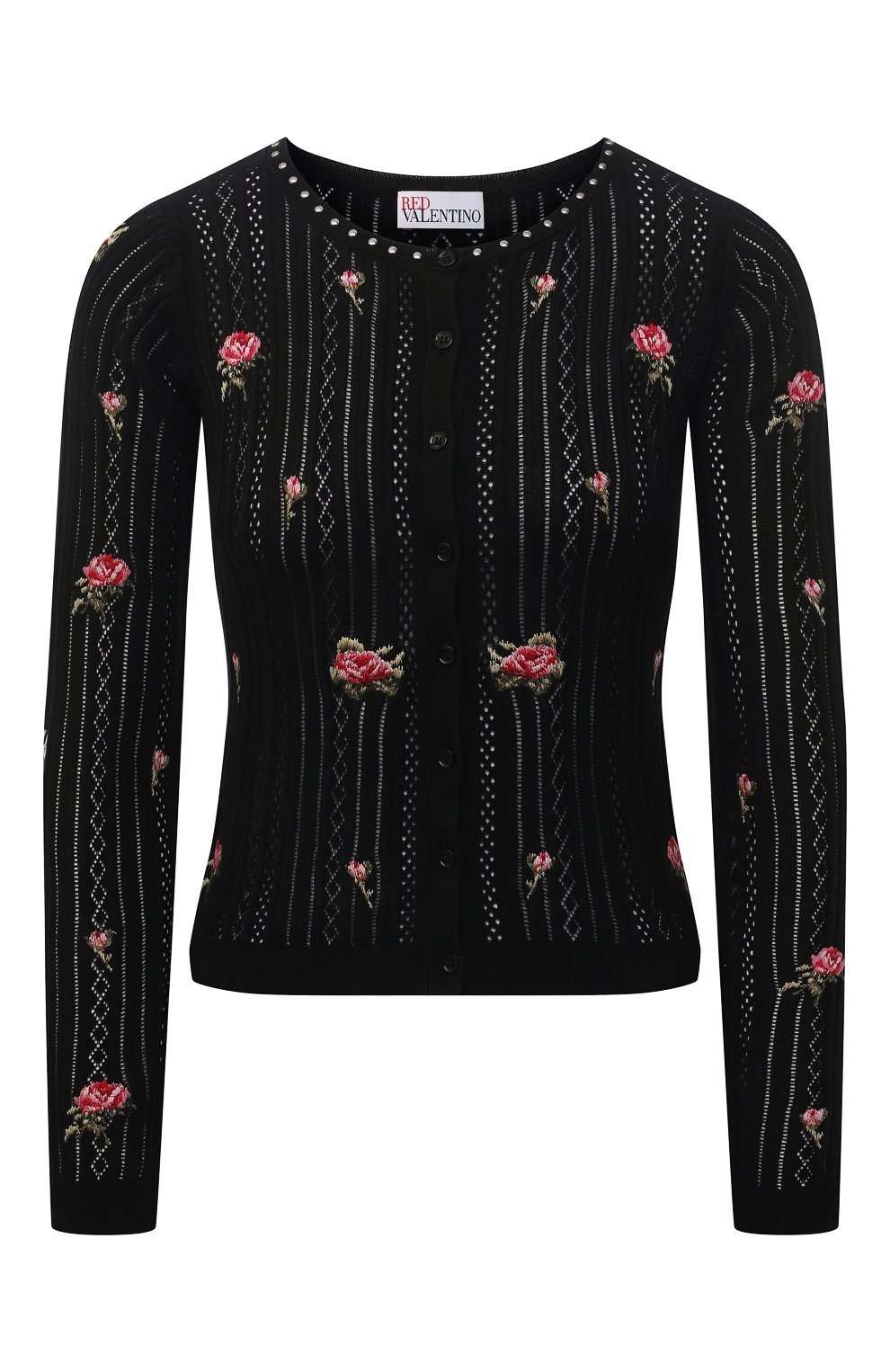 Хлопковый кардиган REDVALENTINO черного цвета по цене 37600 руб., арт. WR3KA02Q/644, фото 1 Хлопковый кардиган REDVALENTINO, арт. WR3KA02Q/644, фото 1