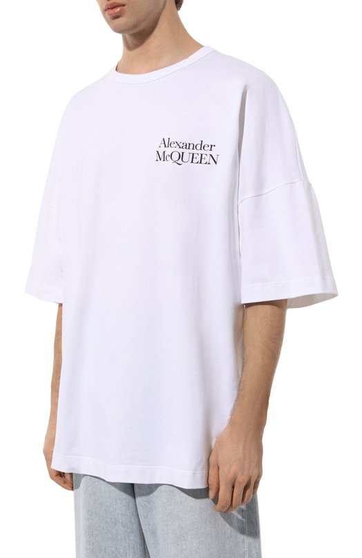 Хлопковая футболка Alexander McQueen 750655 Белый  750655 Фото 3