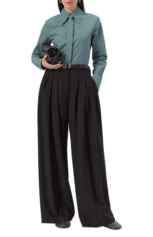 Хлопковая блузка Jil Sander J03DL0196-J45002 Голубой  J03DL0196-J45002 Фото 2