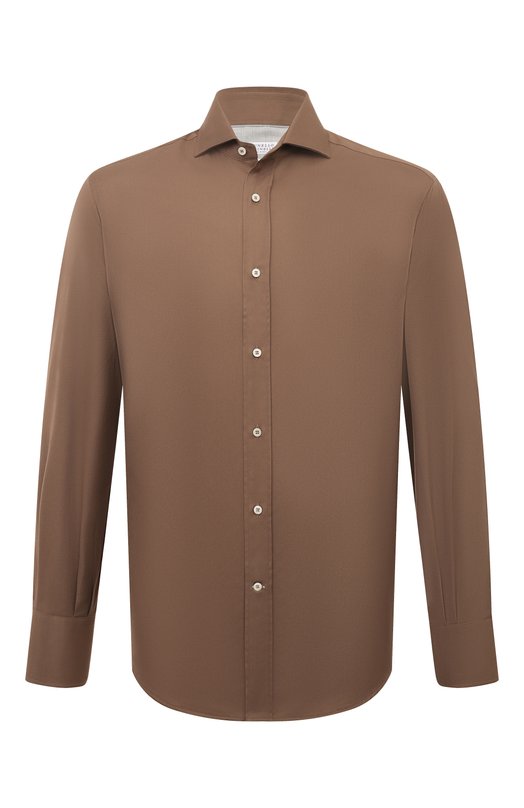 Хлопковая рубашка Brunello Cucinelli MW6040028 Коричневый MW6040028
