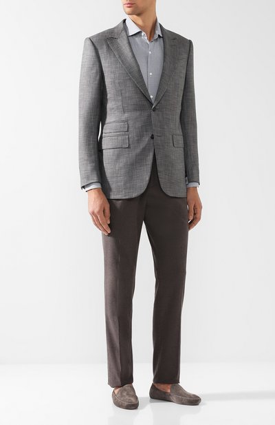 Хлопковая рубашка с воротником акула LORO PIANA синего цвета по цене 52800 руб., арт. FAI2445, фото 2 Хлопковая рубашка с воротником акула LORO PIANA, арт. FAI2445, фото 2