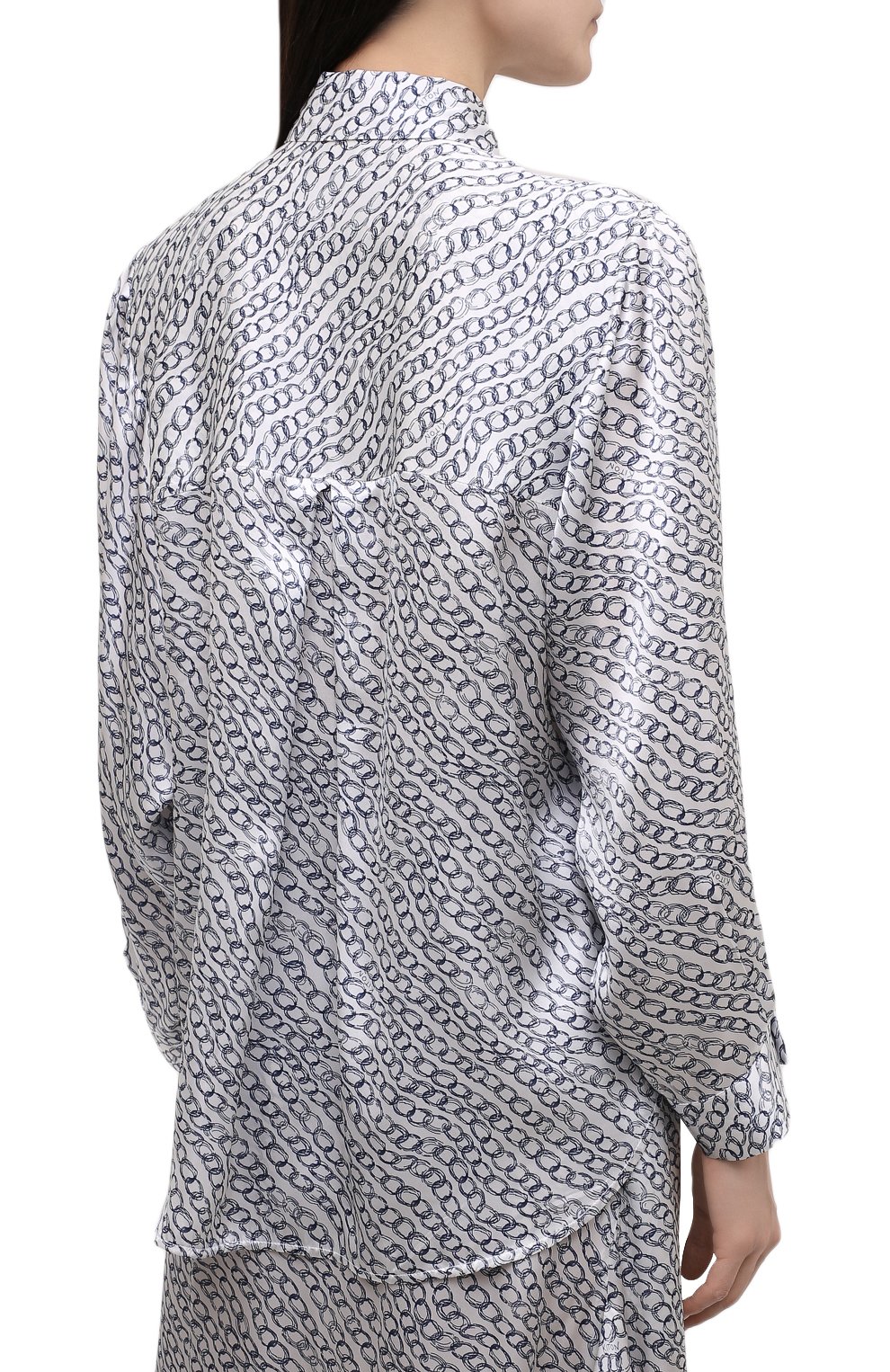 Шелковая блузка KITON серебряного цвета по цене 131000 руб., арт. D53420K0983A, фото 4 Шелковая блузка KITON, арт. D53420K0983A, фото 4