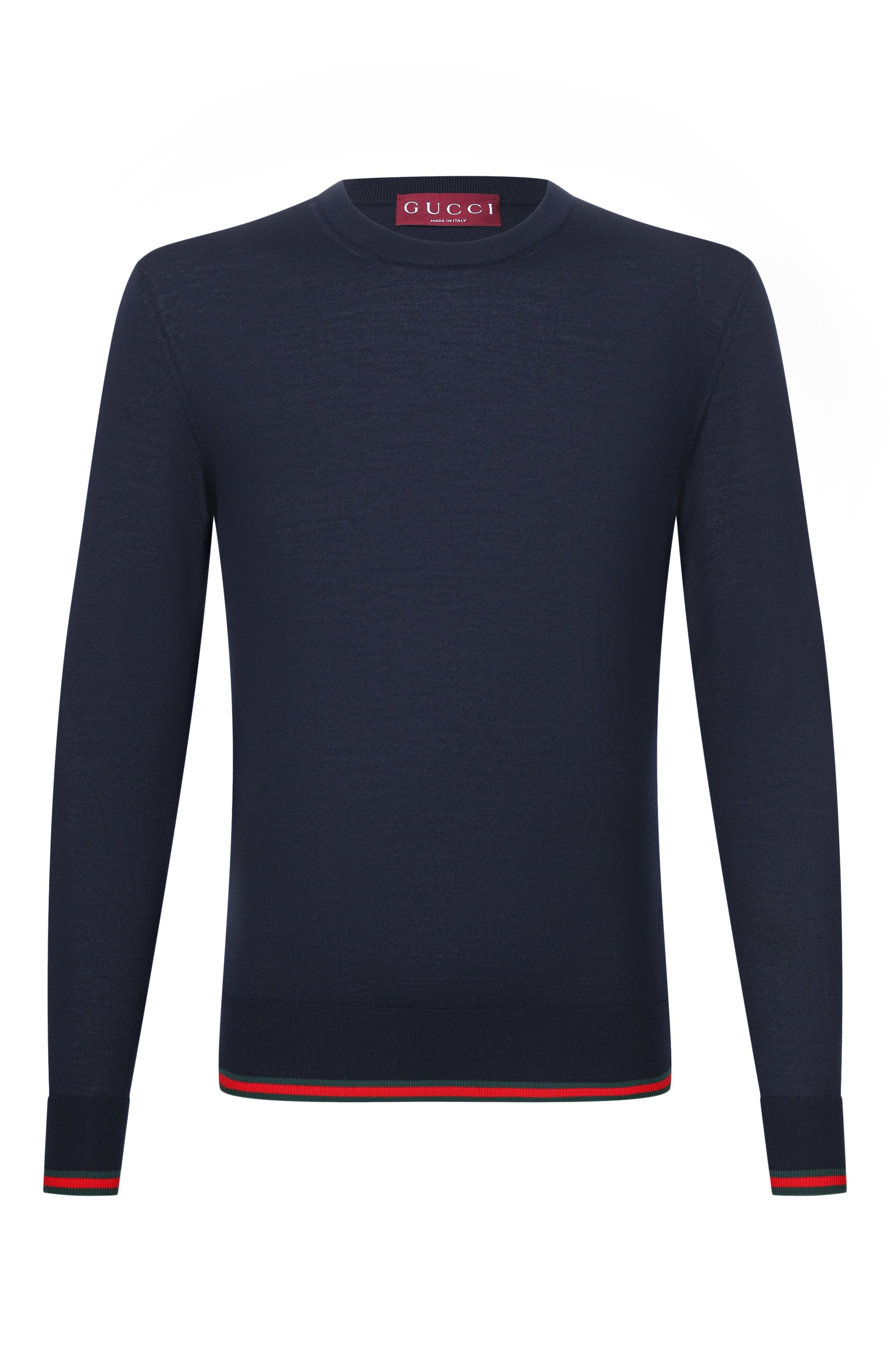 Шерстяной джемпер GUCCI темно-синего цвета по цене 169000 руб., арт. 814531/XKE0U, фото 1 Шерстяной джемпер GUCCI, арт. 814531/XKE0U, фото 1
