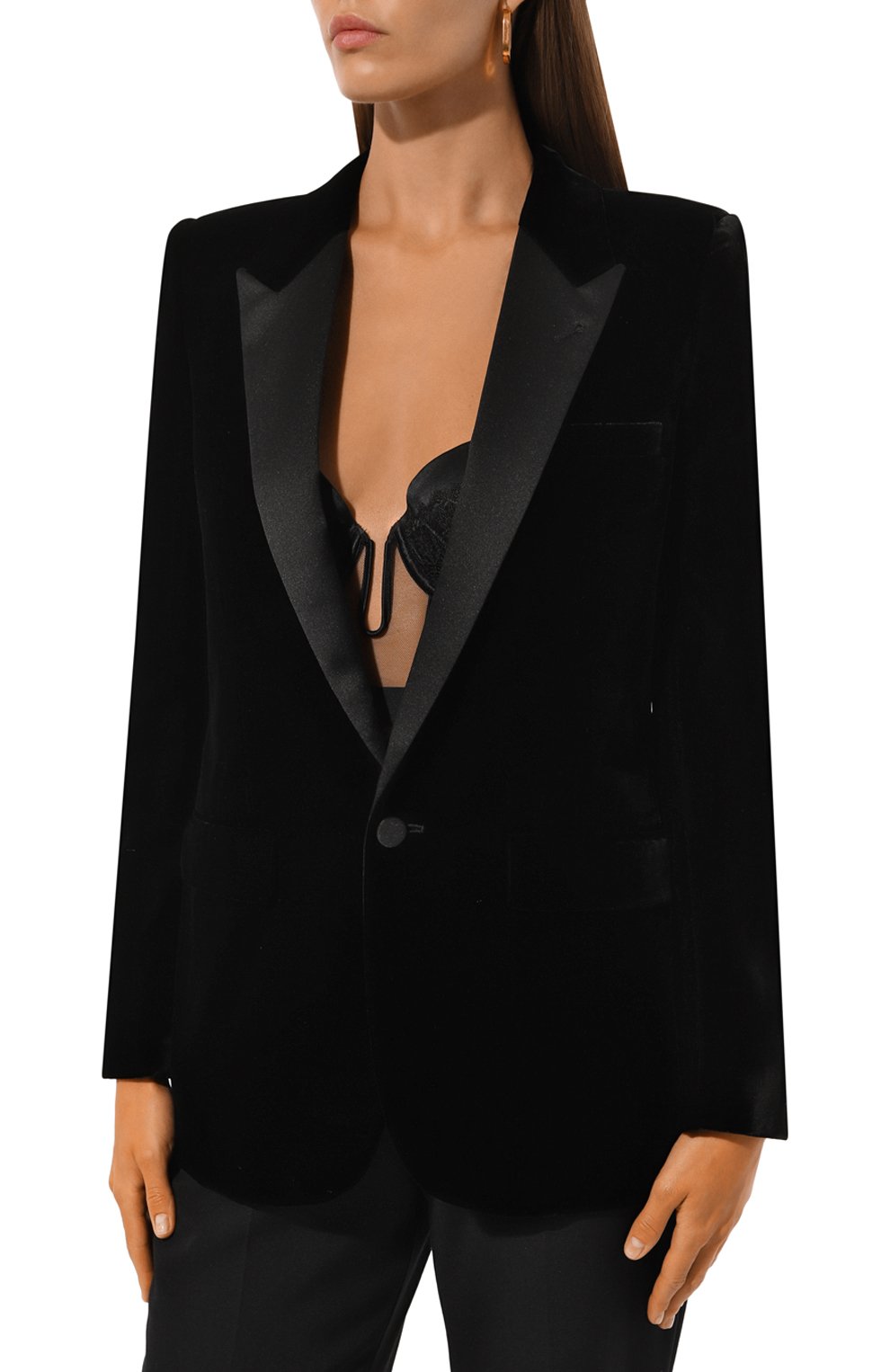 Жакет SAINT LAURENT черного цвета по цене 309000 руб., арт. 517741/Y525R, фото 3 Жакет SAINT LAURENT, арт. 517741/Y525R, фото 3