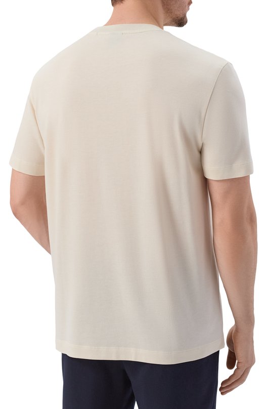 Футболка из лиоцелла и хлопка BOSS 50555102 Кремовый  50555102 Фото 4