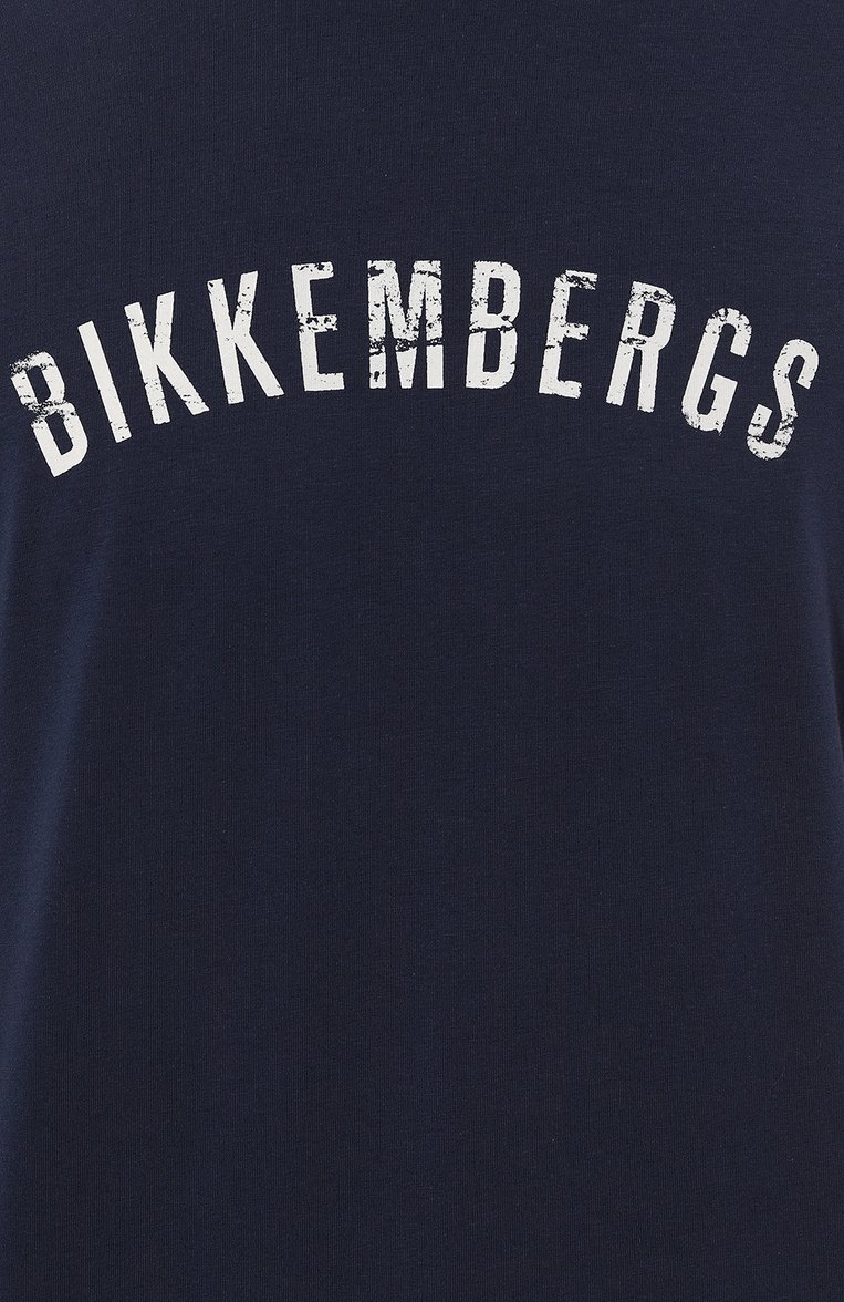 Мужская хлопковая футболка DIRK BIKKEMBERGS темно-синего цвета, арт. BM/T0159 | Фото 5 (Материал внешний: Хлопок; Длина (для топов): Стандартные; Рукава: Короткие; Стили: Кэжуэл; Принт: С принтом; Кросс-КТ: Джерси; Мужское Кросс-КТ: Футболка-одежда)