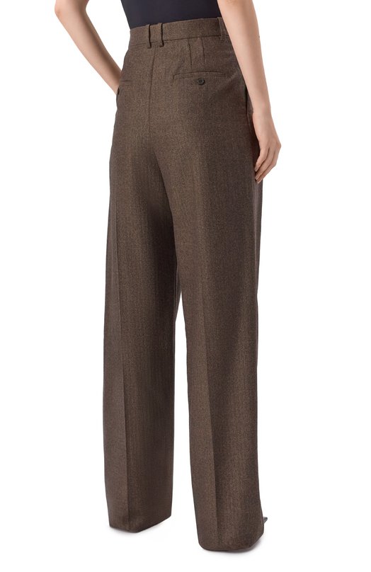 Шерстяные брюки Saint Laurent 824389/Y7K54 Коричневый  824389/Y7K54 Фото 4
