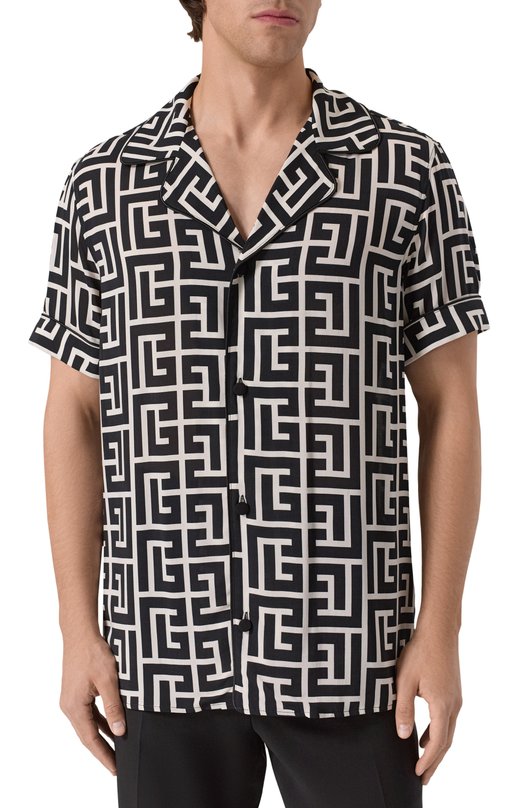 Рубашка из вискозы Balmain FH1HN011/VD01 Чёрно-белый  FH1HN011/VD01 Фото 3