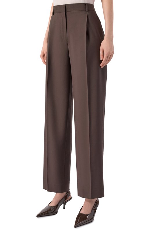 Шерстяные брюки TOTEME 261-WRB0340-FB0552 Коричневый  261-WRB0340-FB0552 Фото 3