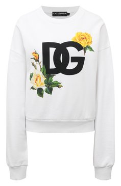 Женский хлопковый свитшот DOLCE & GABBANA белого цвета, арт. F9L05T/GDCDF | Фото 1 (Длина (для топов): Стандартные; Рукава: Длинные; Материал внешний: Хлопок; Стили: Кэжуэл; Женское Кросс-КТ: Свитшот-одежда)