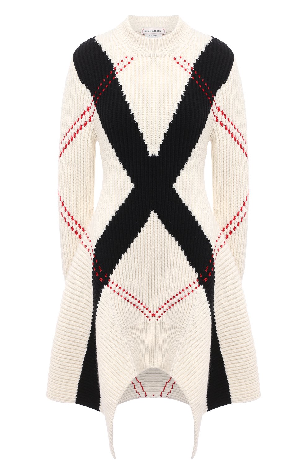 Шерстяное платье ALEXANDER MCQUEEN черно-белого цвета по цене 179500 руб., арт. 641866/Q1ARG, фото 1 Шерстяное платье ALEXANDER MCQUEEN, арт. 641866/Q1ARG, фото 1