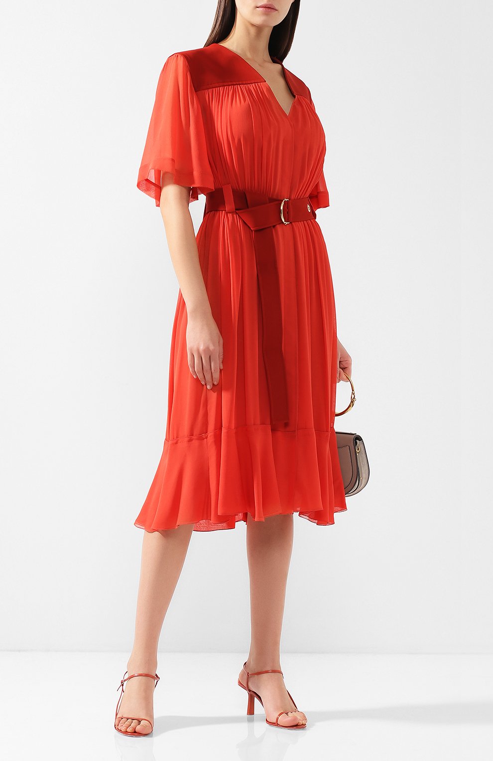 Платье-миди с поясом и v-образным вырезом CHLOÉ, арт. CHC18AR045001, фото 2