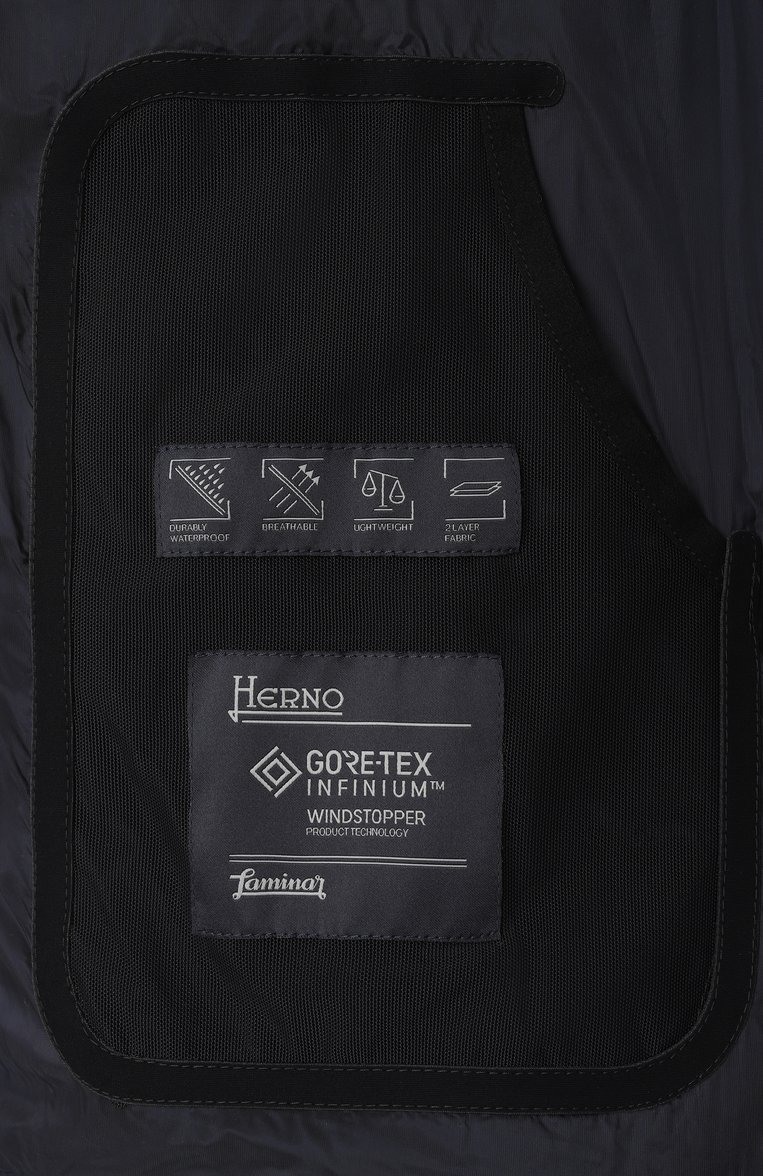 Мужская пуховик HERNO темно-синего цвета, арт. PI00363UL/11126 | Фото 7 (Материал сплава: Проставлено; Драгоценные камни: Проставлено; Длина (верхняя одежда): Короткие; Материал подклада: Синтетический материал; Рукава: Длинные; Материал утеплителя: Пух и перо; Кросс-КТ: Пуховик; Стили: Кэжуэл; Мужское Кросс-КТ: пуховик-короткий; Материал внешний: Синтетический материал)