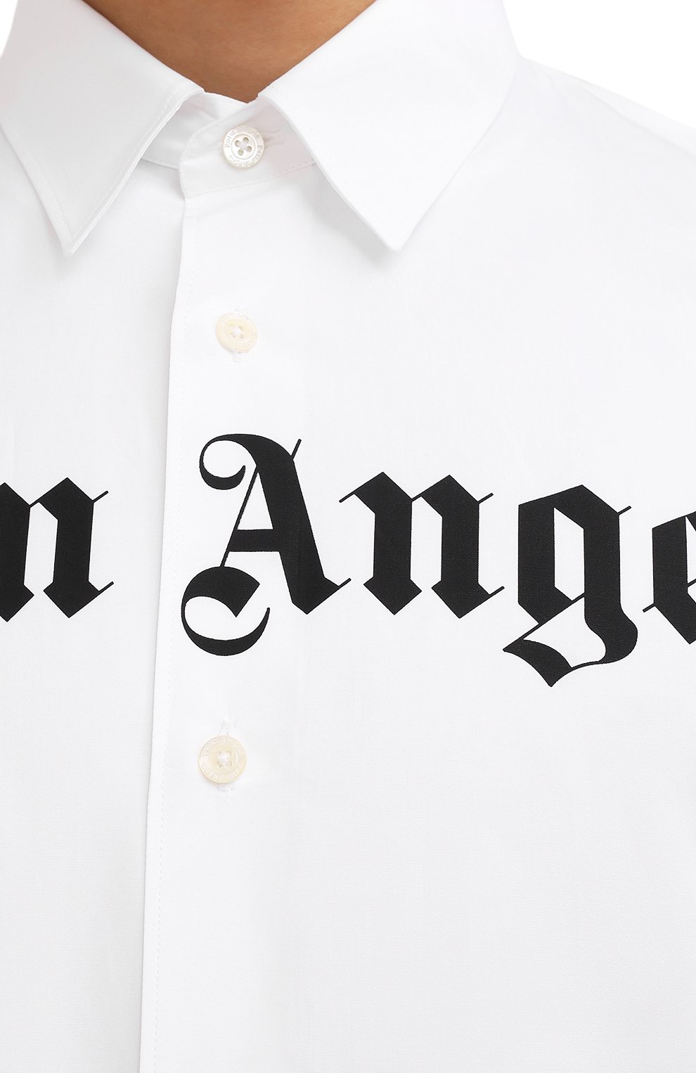 Хлопковая рубашка PALM ANGELS белого цвета по цене 46100 руб., арт. PMGA099F21FAB0010110, фото 5 Хлопковая рубашка PALM ANGELS, арт. PMGA099F21FAB0010110, фото 5