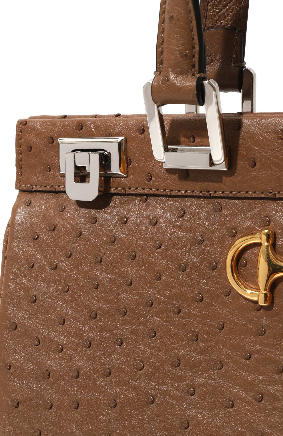 Сумка zumi medium из кожи страуса GUCCI коричневого цвета по цене 1296000 руб., арт. 564714 EY00X, фото 3 Сумка zumi medium из кожи страуса GUCCI, арт. 564714 EY00X, фото 3