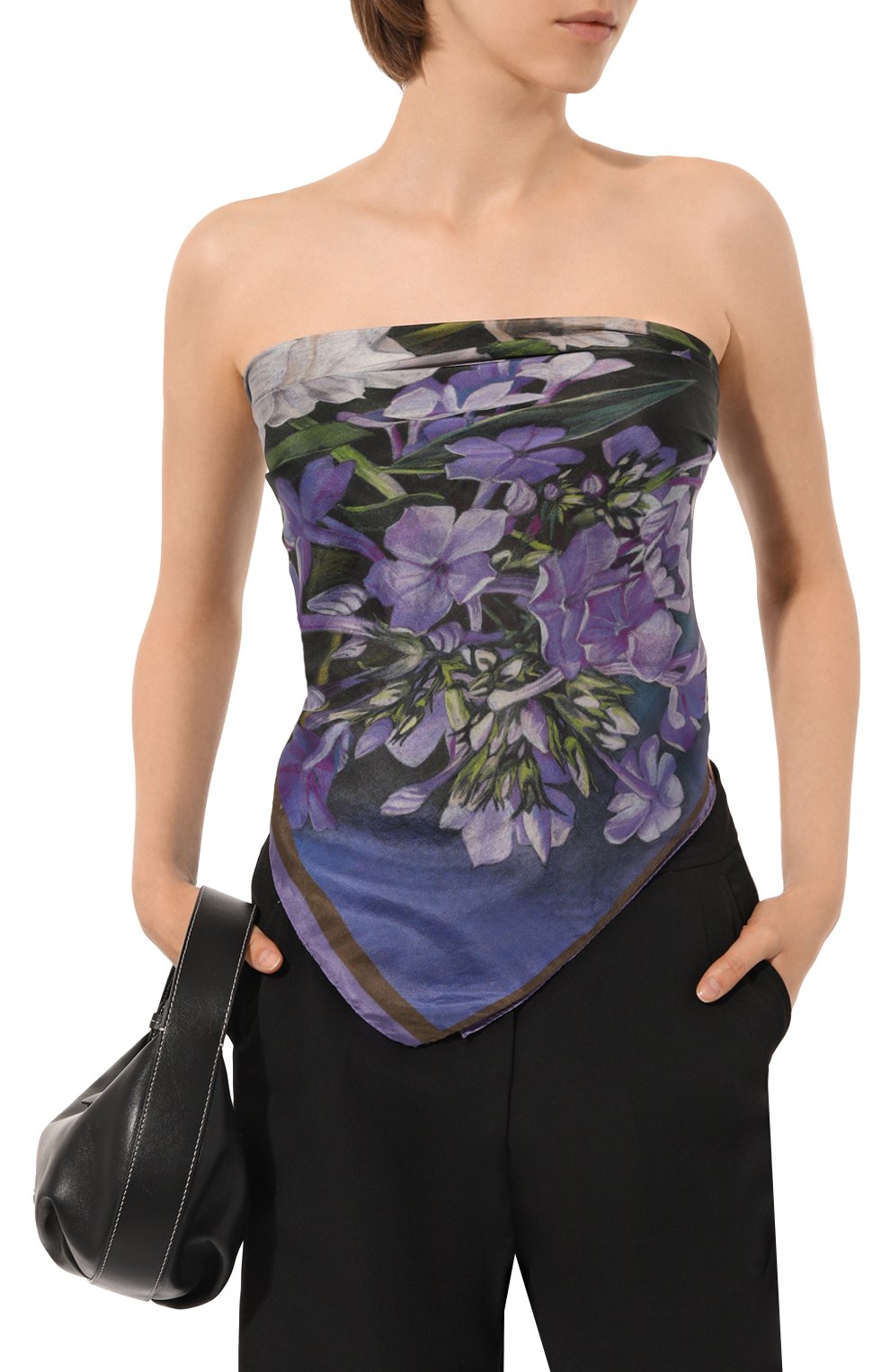 Шелк овый платок голубой букет GOURJI, арт. T23BLB7R/1, фото 3