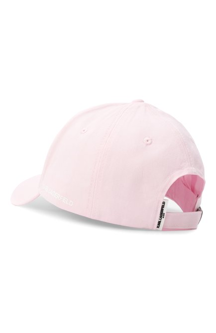 Детская хлопковая бейсболка KARL LAGERFELD KIDS светло-розового цвета, арт. Z30387 | Фото 2 (Материал сплава: Проставлено; Материал: Хлопок, Текстиль; Нос: Не проставлено)