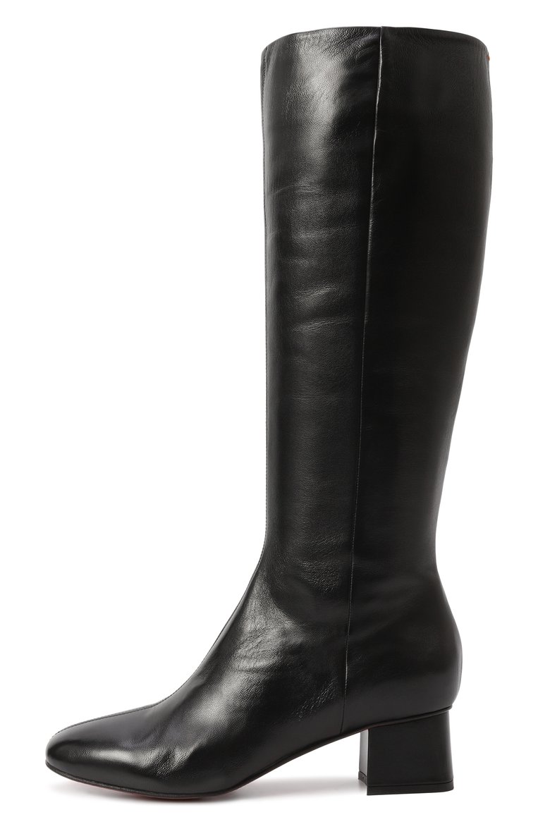 Женские кожаные сапоги SANTONI черного цвета, арт. WSRG71247SX1NZZF | Фото 4 (Каблук высота: Низкий; Подошва: Плоская; Материал внутренний: Натуральная кожа; Высота голенища: Средние; Материал утеплителя: Без утеплителя; Каблук тип: Устойчивый; Материал внешний: Натуральная кожа)