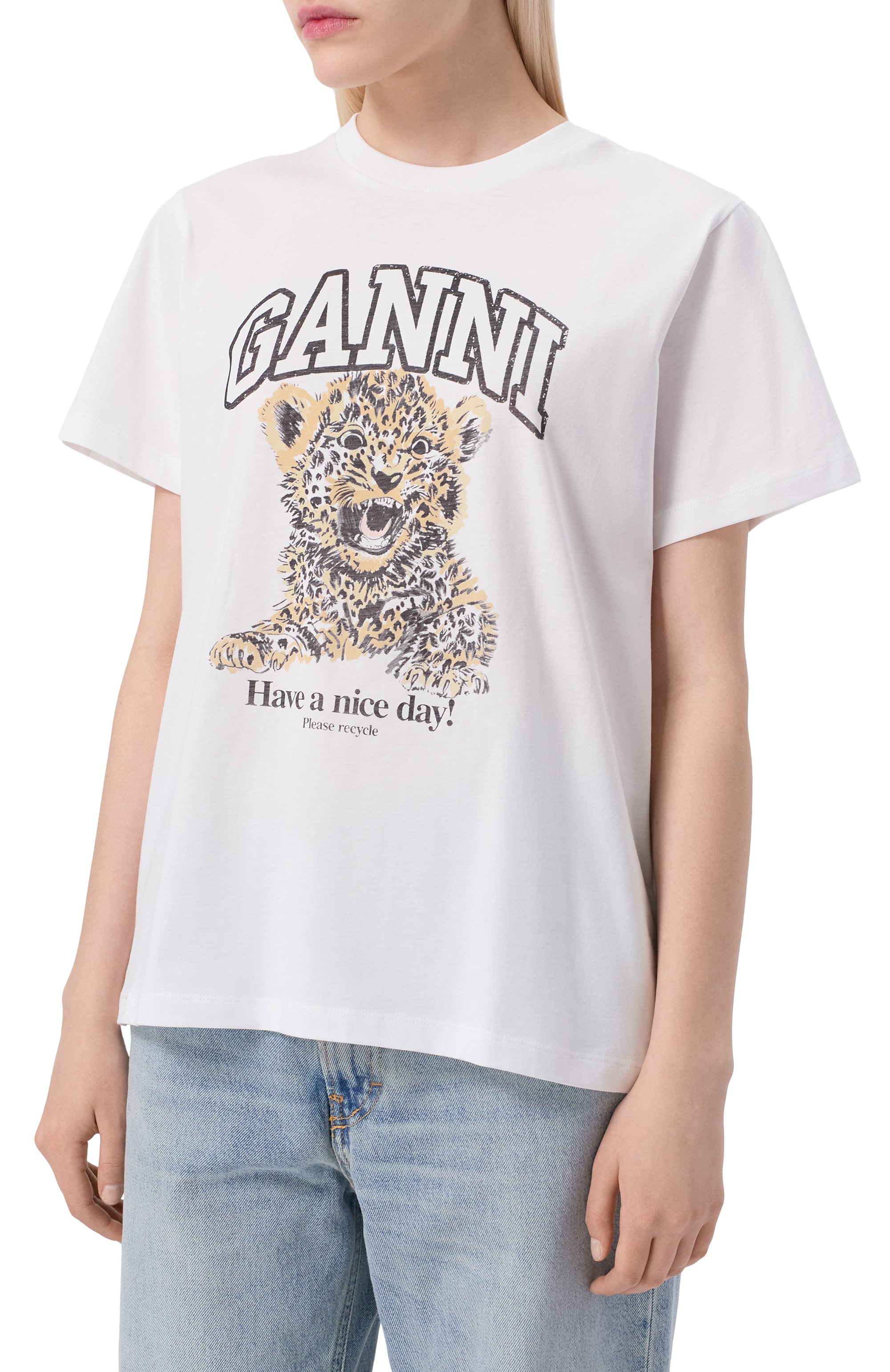 Хлопковая футболка GANNI, арт. T4124, фото 3