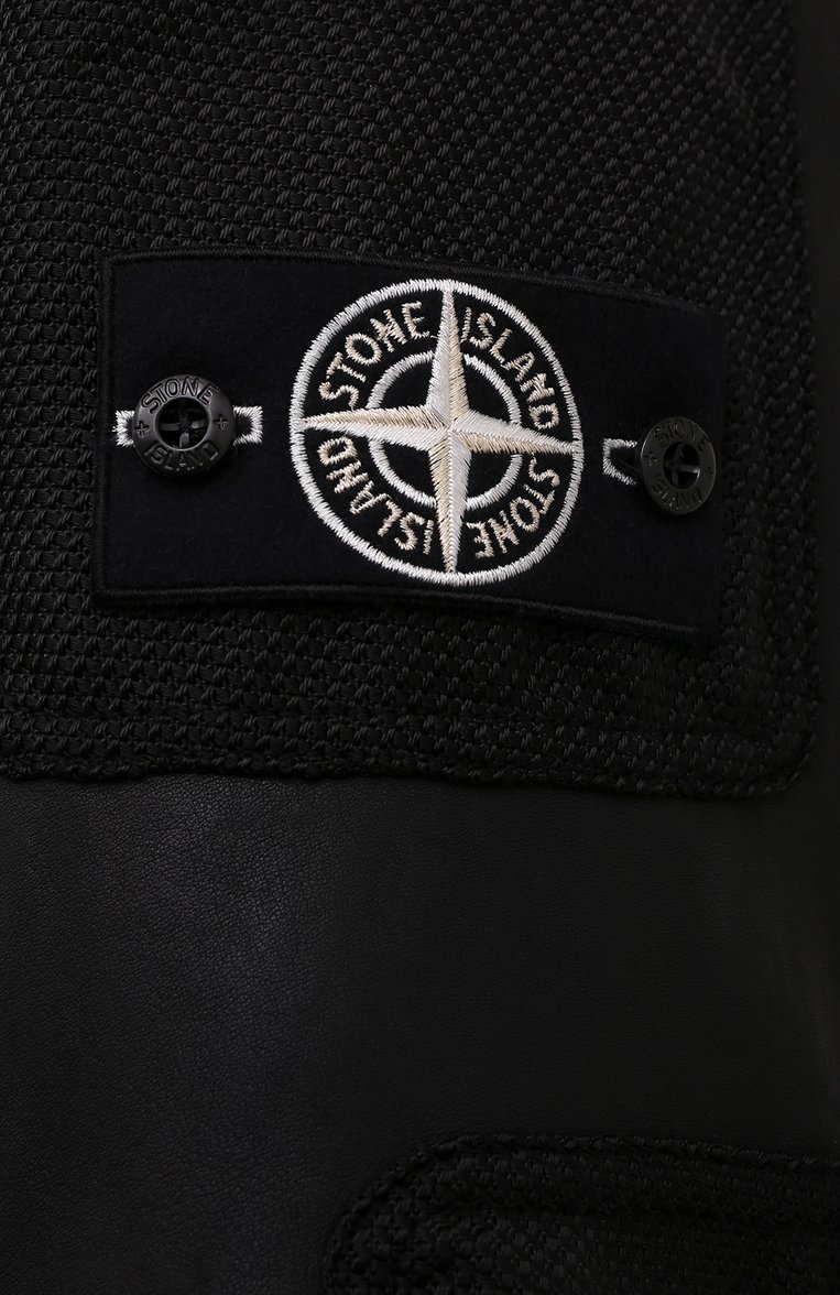 Мужская кожаная куртка STONE ISLAND черного цвета, арт. 751500298 | Фото 5 (Материал внешний: Натуральная кожа; Рукава: Длинные; Мужское Кросс-КТ: Кожа и замша; Кросс-КТ: Куртка; Стили: Гранж; Длина (верхняя одежда): До середины бедра; Драгоценные камни: Проставлено; Материал сплава: Прос�тавлено)