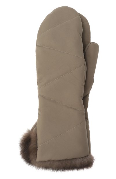 Женские утепленные варежки с отделкой из соболя BLACK SABLE, арт. BS-003V