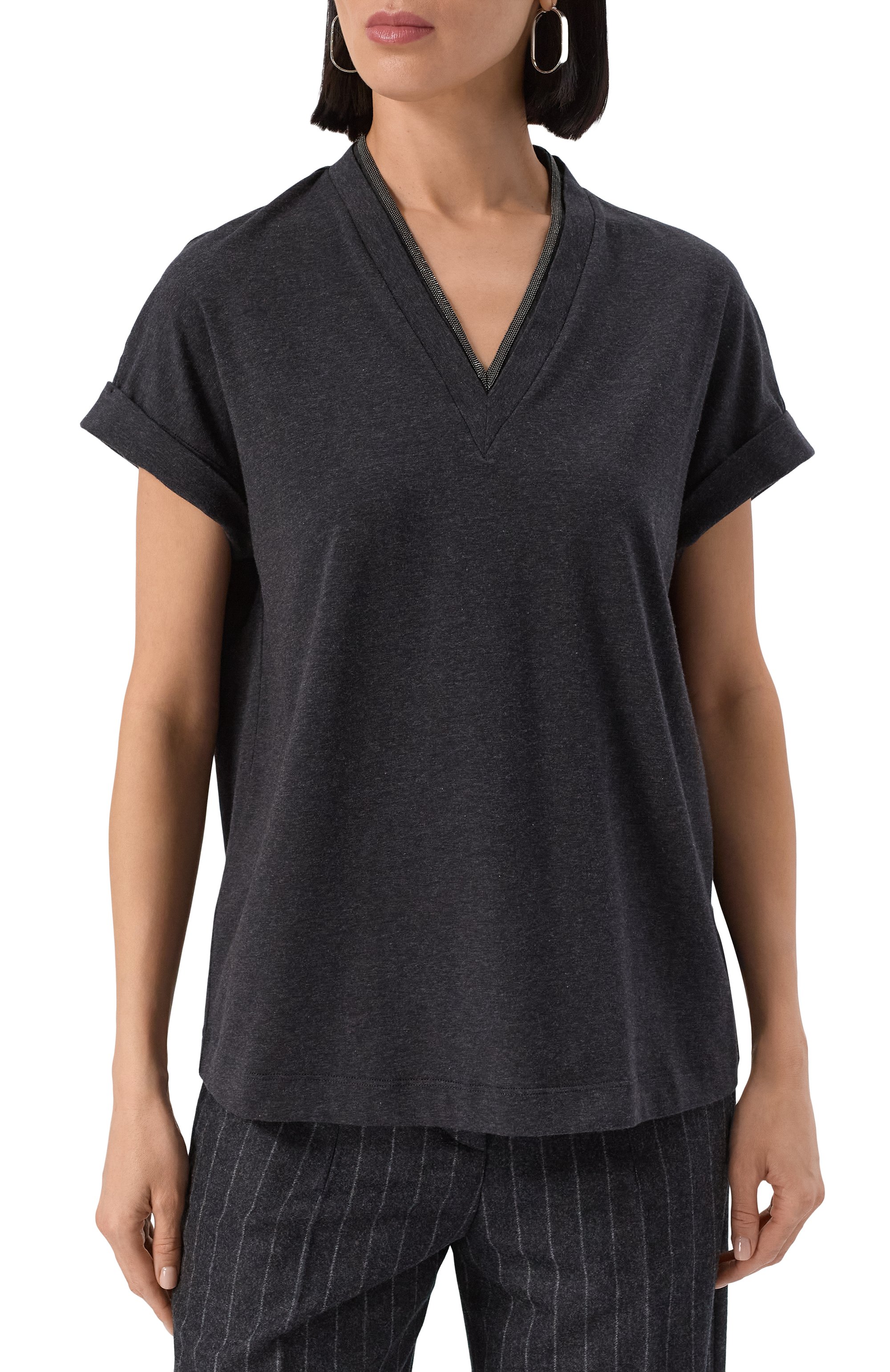 Хлопковая футболка BRUNELLO CUCINELLI, арт. MPT18BD222, фото 3