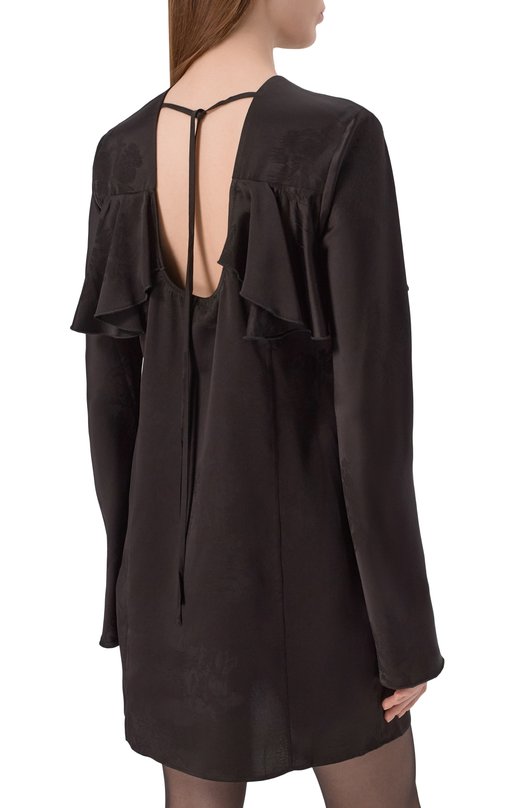 Атласное платье Ganni W0792 Чёрный  W0792 Фото 4